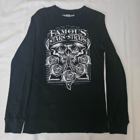 Famous Stars And Straps Men's Streetwear Black Long Sleeve Shirt Size Medium - Picture 4 of 9